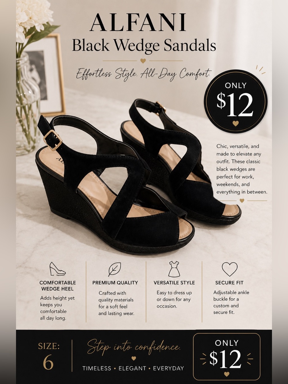 Alfani Black Wedge Sandals